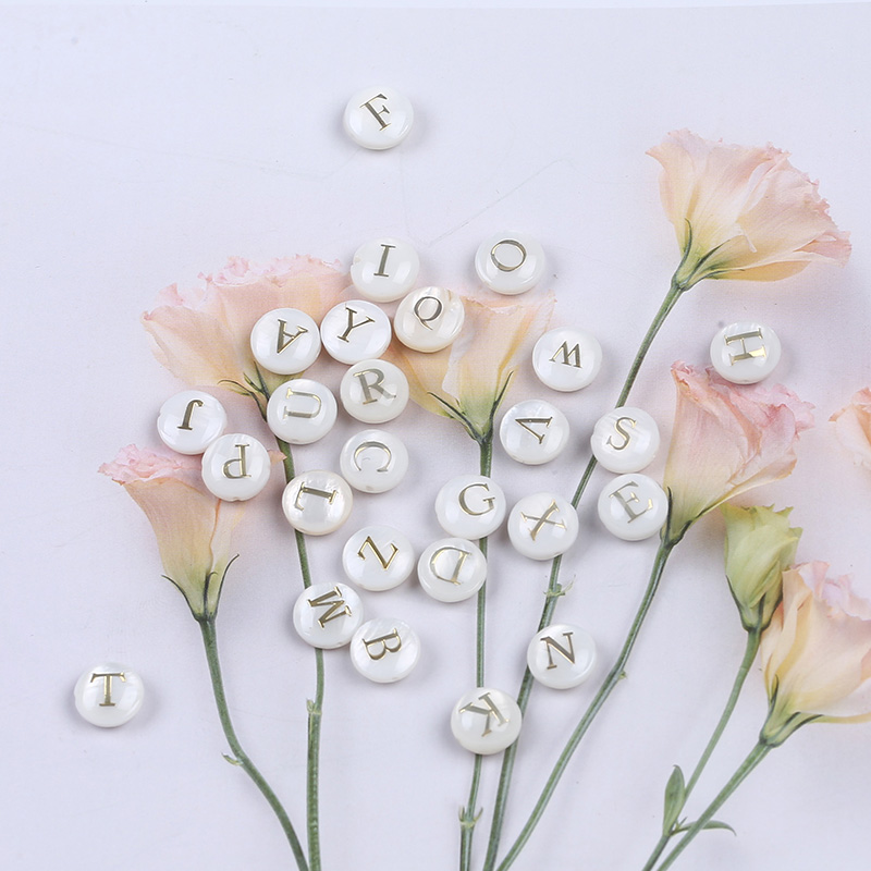 Loose 8-8.5mm Letters Shell Beads Jewelry Alphabet Bead For DIY horizontal hole