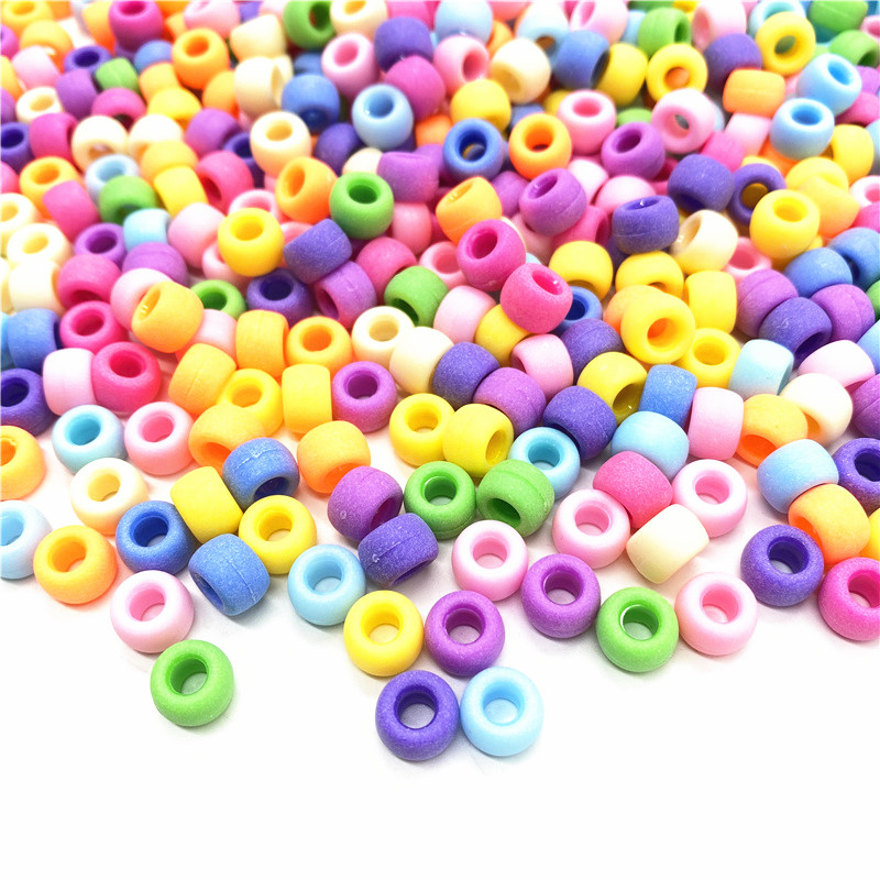  6*9mm Candy Color Beads for Kids Bracelets Jewelry DIY Plastic Spacer Beads Acrylic Matte Pony Beads