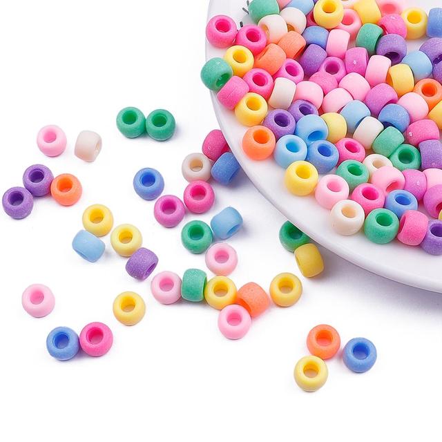  6*9mm Candy Color Beads for Kids Bracelets Jewelry DIY Plastic Spacer Beads Acrylic Matte Pony Beads