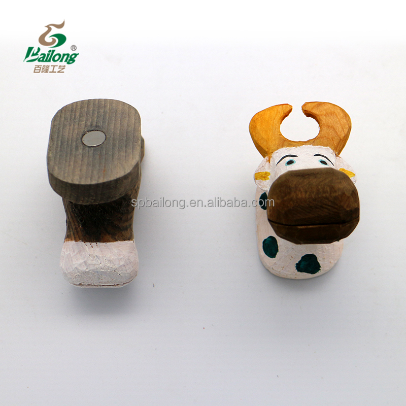 Professional  cute wooden crafts animal shape fridge magnet card holder home decor