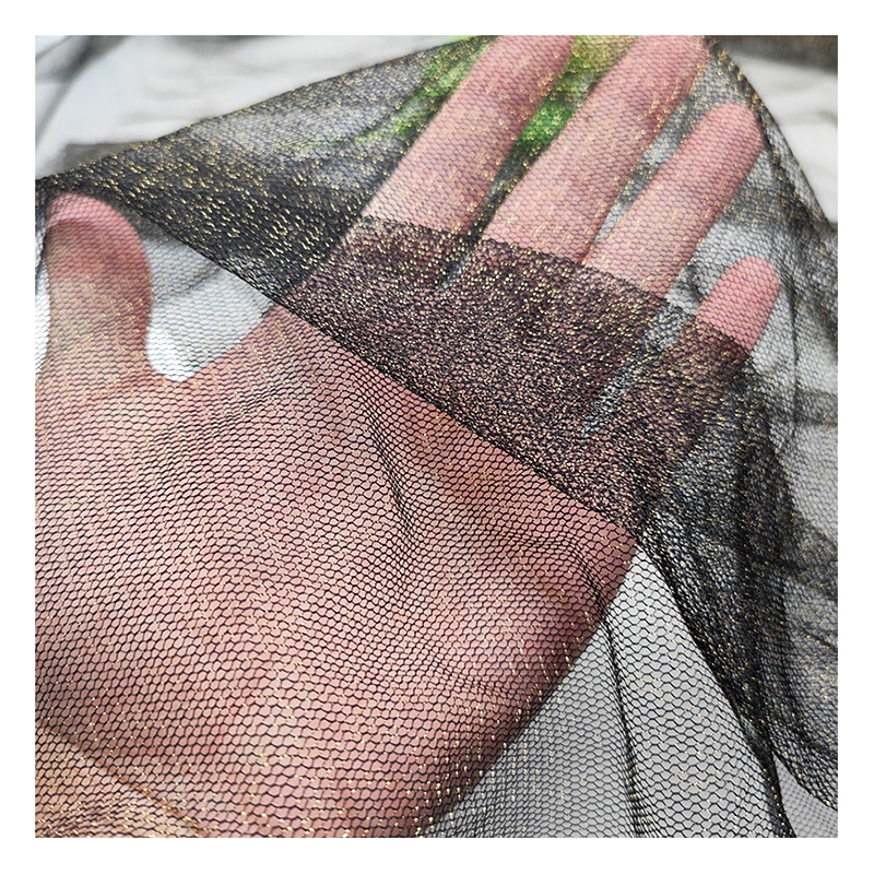 Knitted textile 100% polyester mesh tulle fabric Gold and silver thread mesh bridal tulle girl clothing fabric
