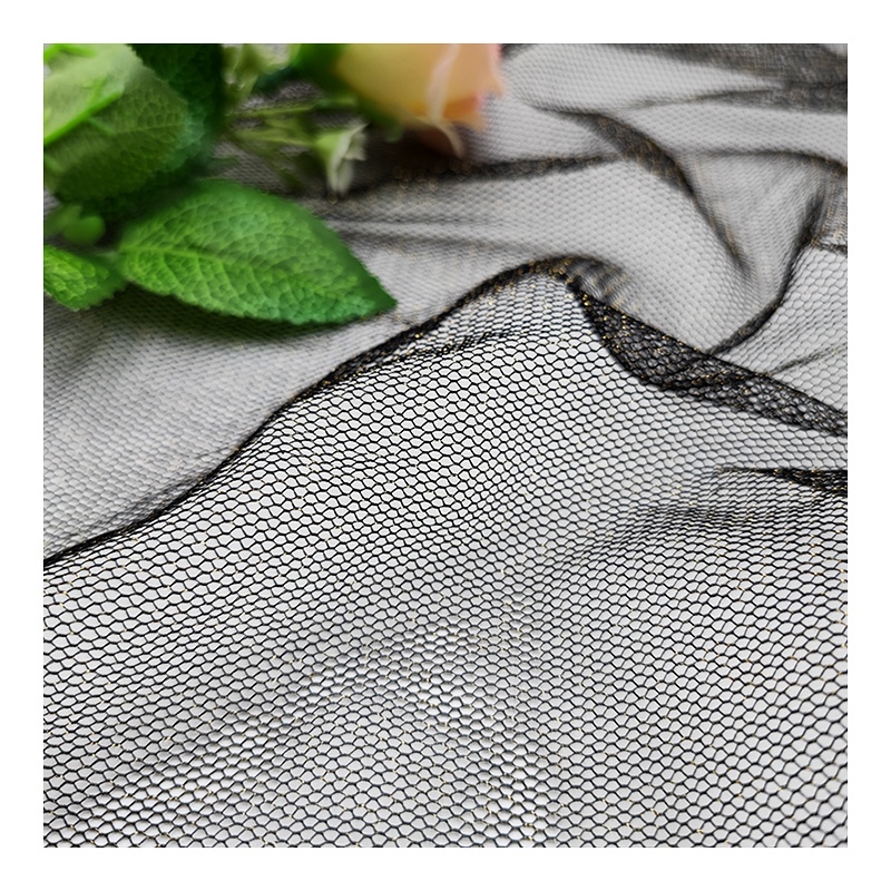 Knitted textile 100% polyester mesh tulle fabric Gold and silver thread mesh bridal tulle girl clothing fabric