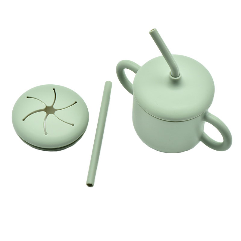  2 In 1 Snack Container Baby Cup Soft Silicone Snack And Drink Cup For Baby Suction Bowl Silicone