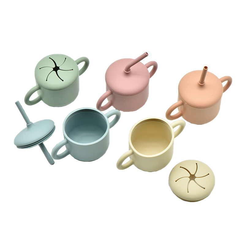  2 In 1 Snack Container Baby Cup Soft Silicone Snack And Drink Cup For Baby Suction Bowl Silicone
