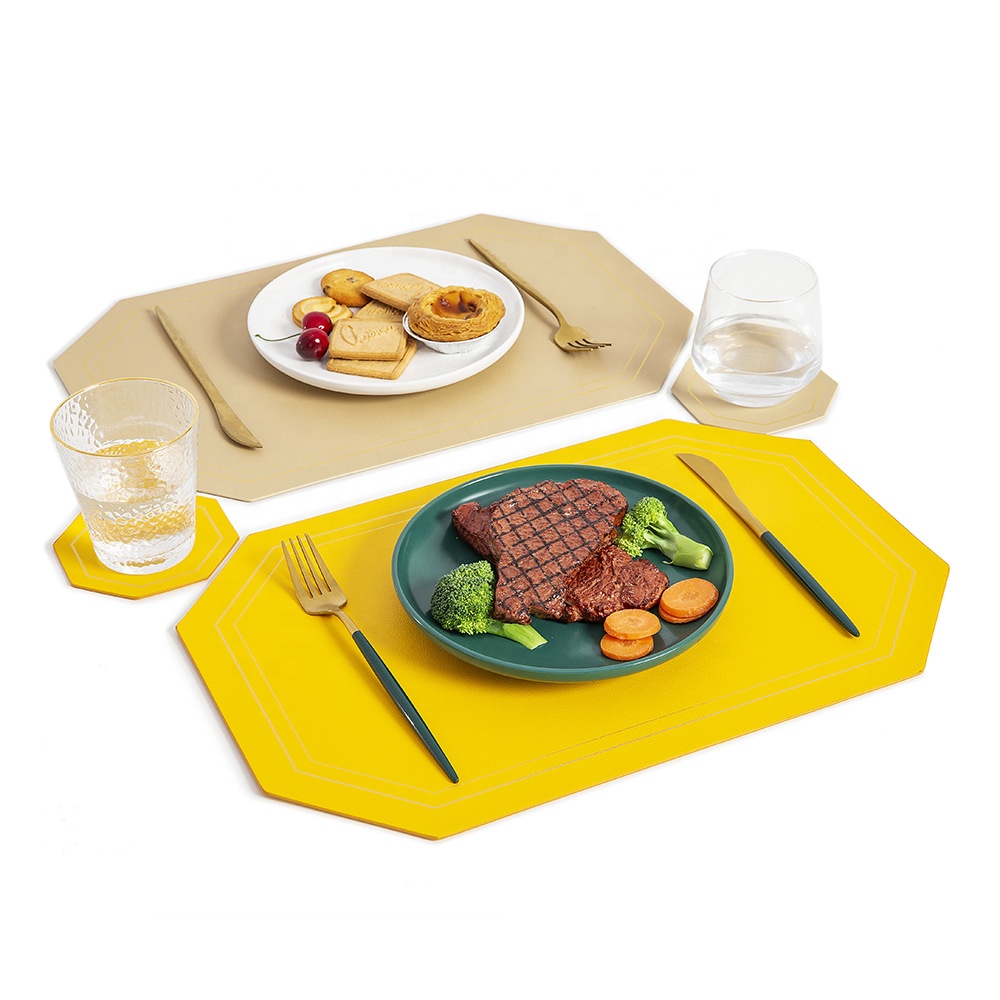Simple leather placemat PU leather hotel placemat double-sided heat insulation table mat