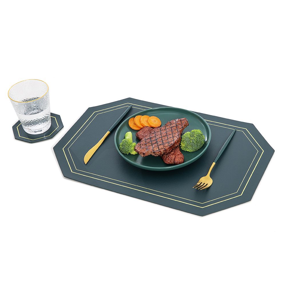 Simple leather placemat PU leather hotel placemat double-sided heat insulation table mat