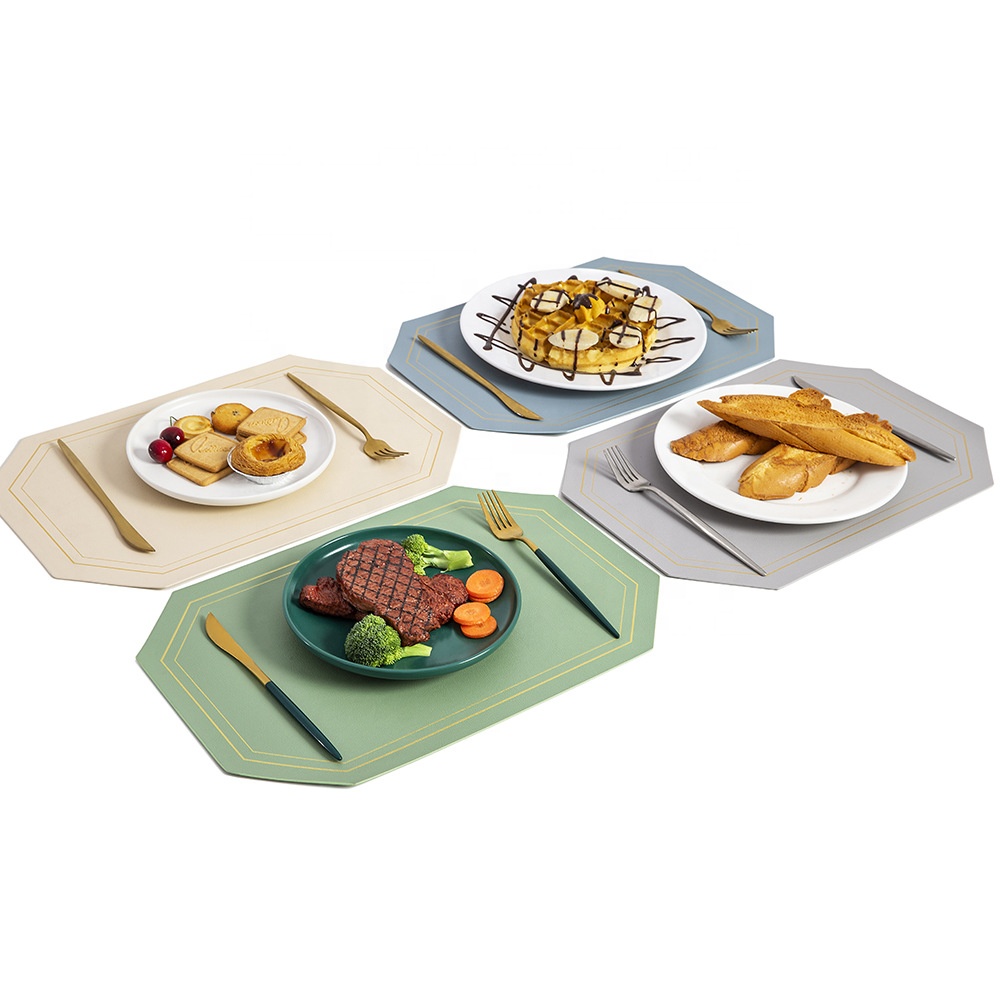 Simple leather placemat PU leather hotel placemat double-sided heat insulation table mat