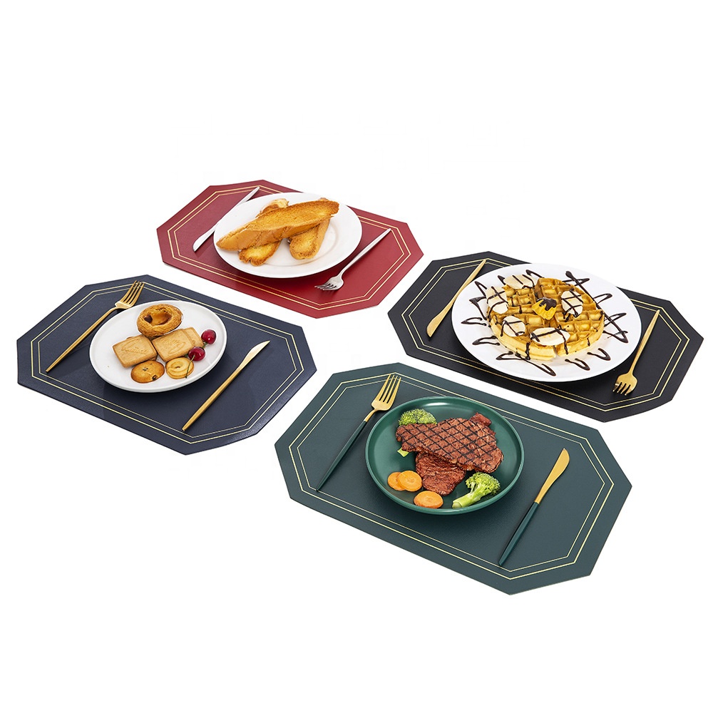 Simple leather placemat PU leather hotel placemat double-sided heat insulation table mat