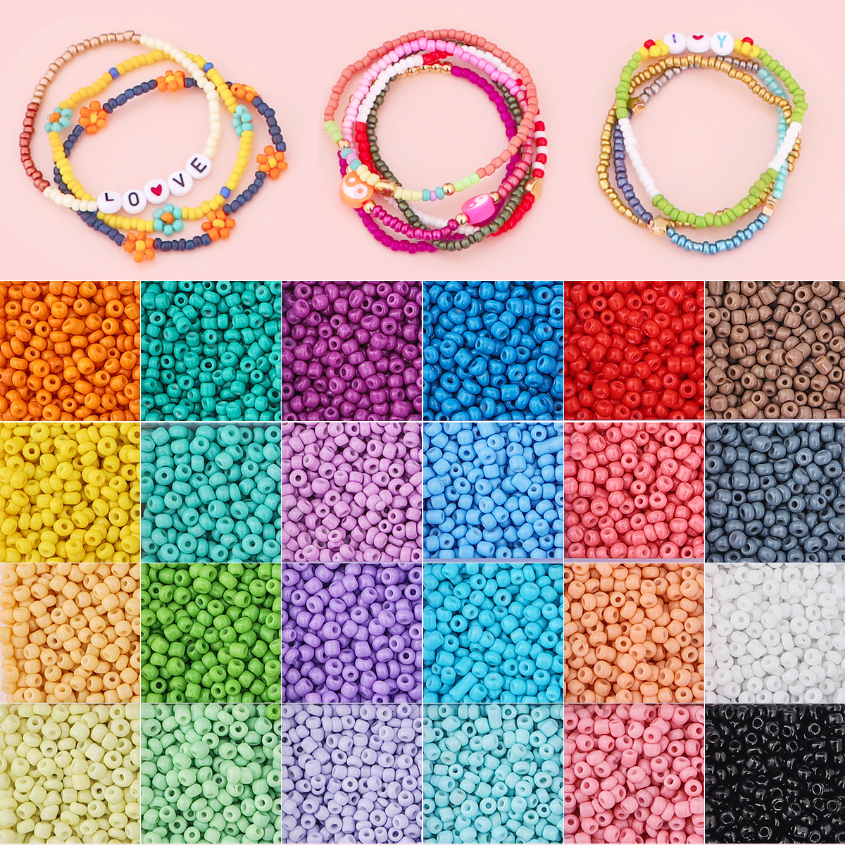  Hot 24 Colors 3mm Seed Beads Kit Set 12000Pcs/Box For DIY Jewelry Beads Necklace Bracelet Earring Beads Making