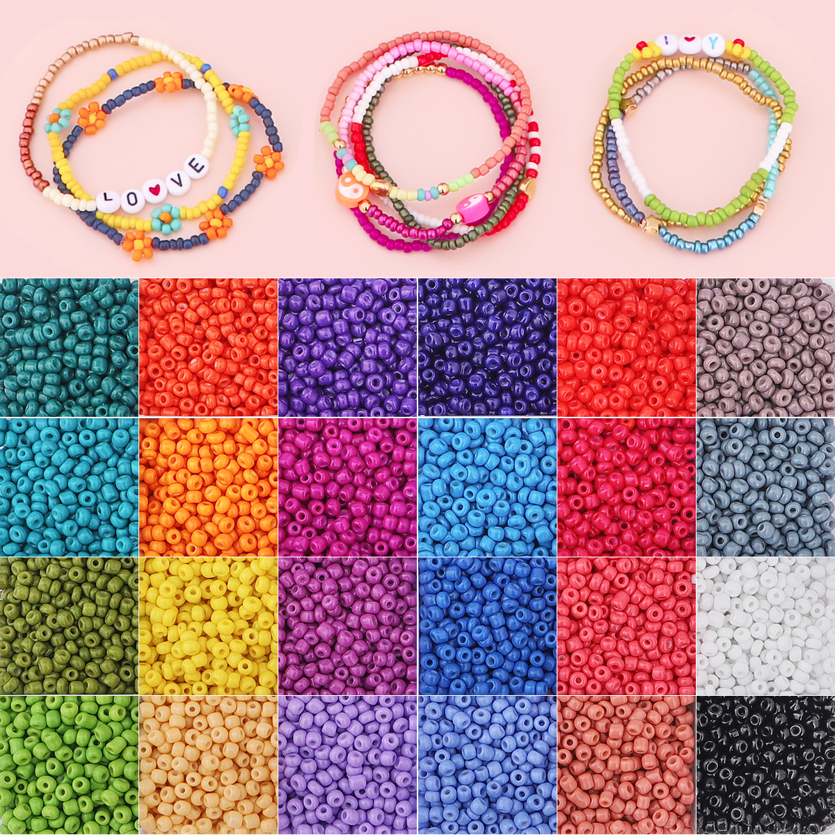  Hot 24 Colors 3mm Seed Beads Kit Set 12000Pcs/Box For DIY Jewelry Beads Necklace Bracelet Earring Beads Making