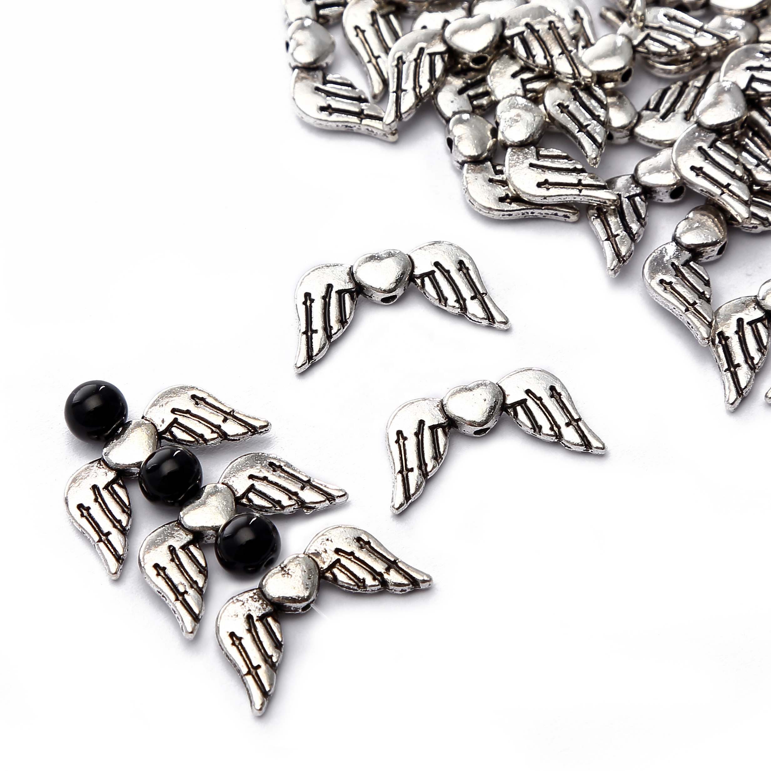 Bulk Price Various Styles Tibetan Silver Butterfly Angle Wings Metal Spacer Charms Beads for DIY Decoration Jewelry Maki
