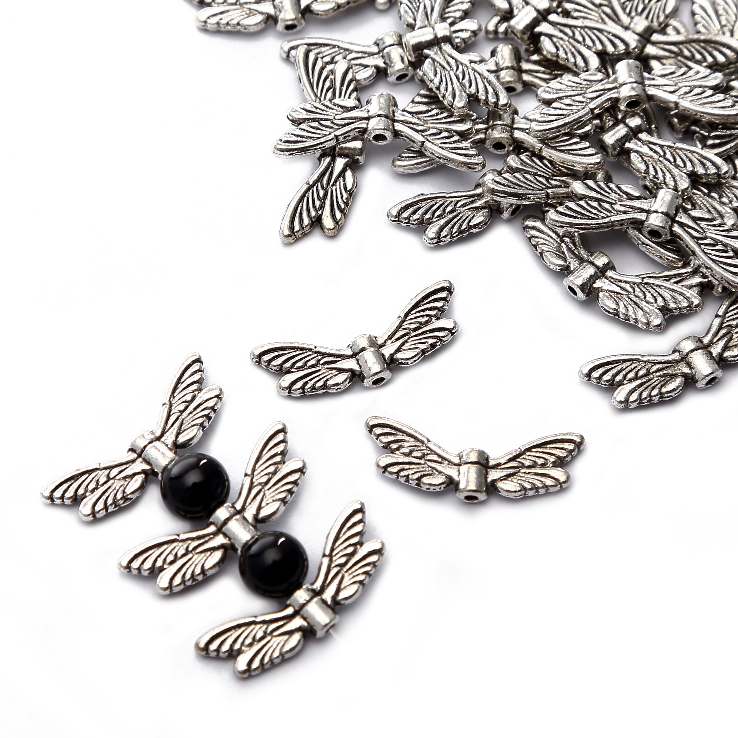 Bulk Price Various Styles Tibetan Silver Butterfly Angle Wings Metal Spacer Charms Beads for DIY Decoration Jewelry Maki