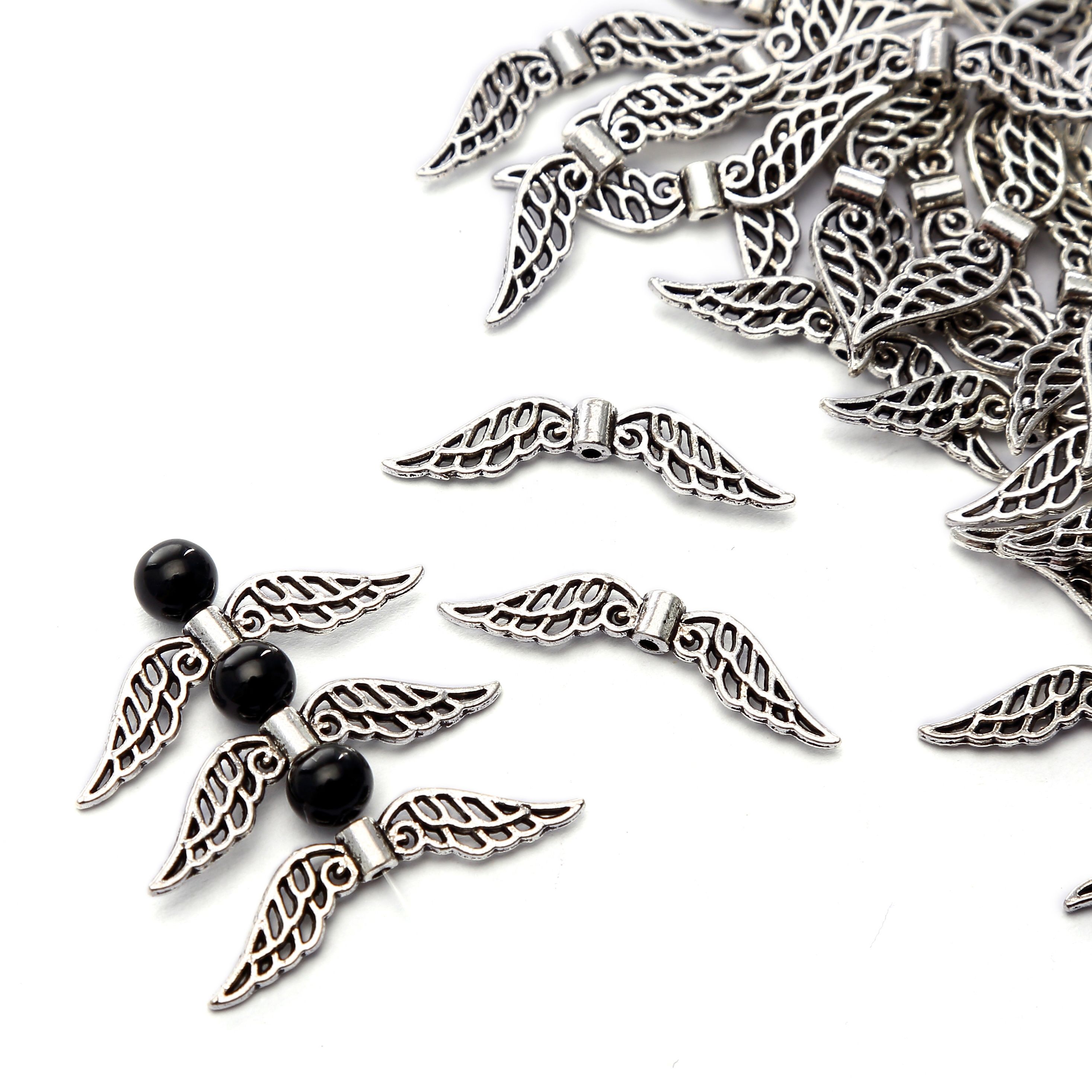 Bulk Price Various Styles Tibetan Silver Butterfly Angle Wings Metal Spacer Charms Beads for DIY Decoration Jewelry Maki