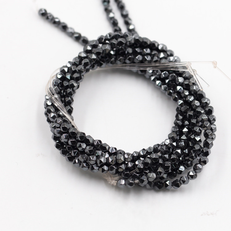  polish faceted 2*3mm hematite loose spacer stone beads for jewelry making