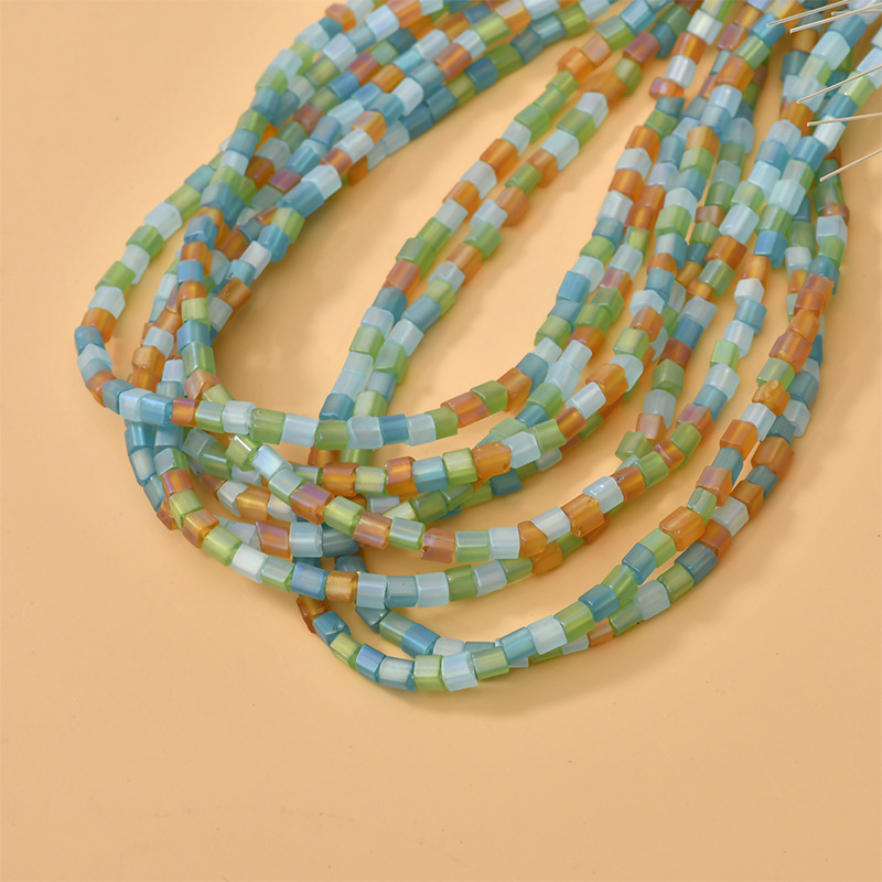  4mm Matte Crystal Beads Diy Bracelet Necklace Beaded Accessories Square Glass Spacer Beads For Jewelry Making