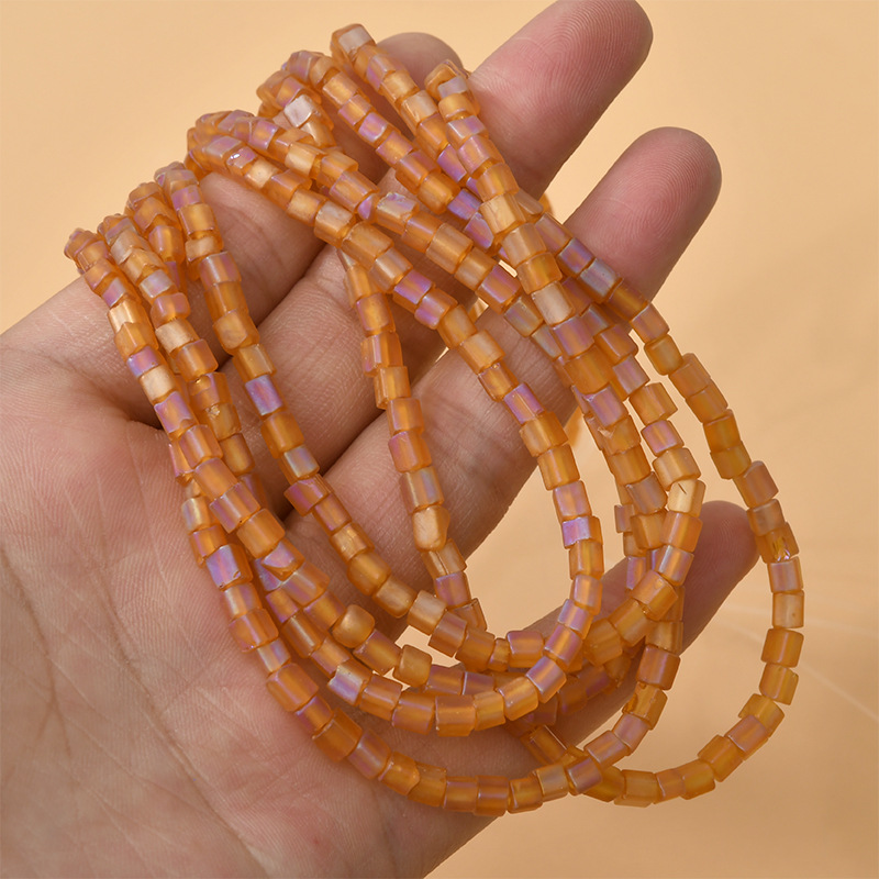  4mm Matte Crystal Beads Diy Bracelet Necklace Beaded Accessories Square Glass Spacer Beads For Jewelry Making