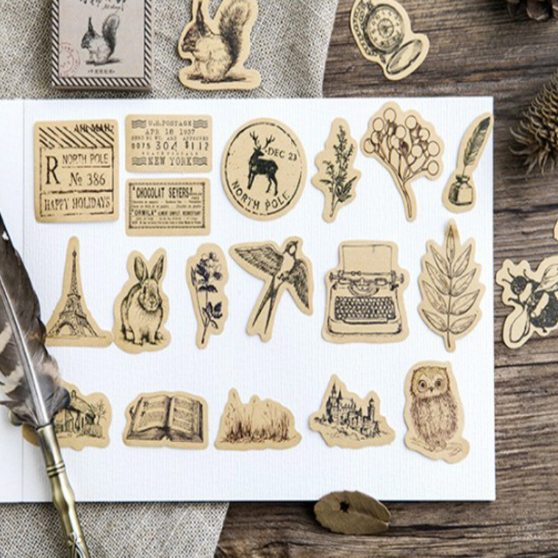 46pcs Per Pack Retro Small Seal of Everything Scrapbooking Adhesive Sticker DIY Diary Album Small Cards
