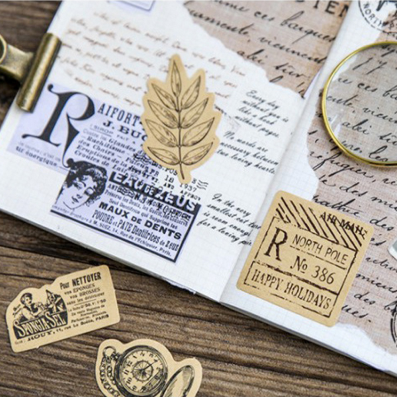 46pcs Per Pack Retro Small Seal of Everything Scrapbooking Adhesive Sticker DIY Diary Album Small Cards
