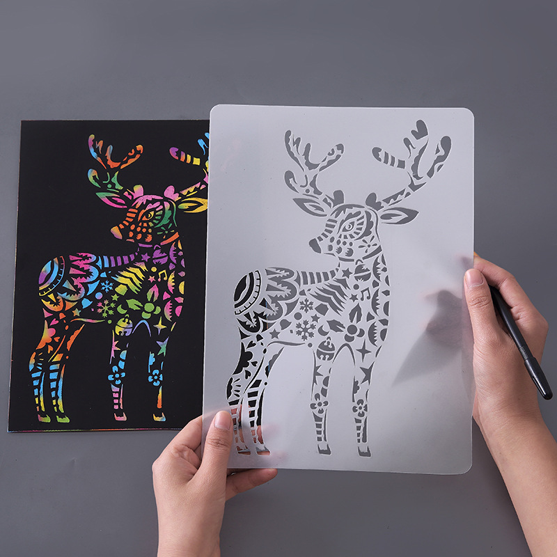 PET Stencil Hollowed Out Animal Template Plastic Drawing Stencil For Diy Scratch Painting (15 PCS )