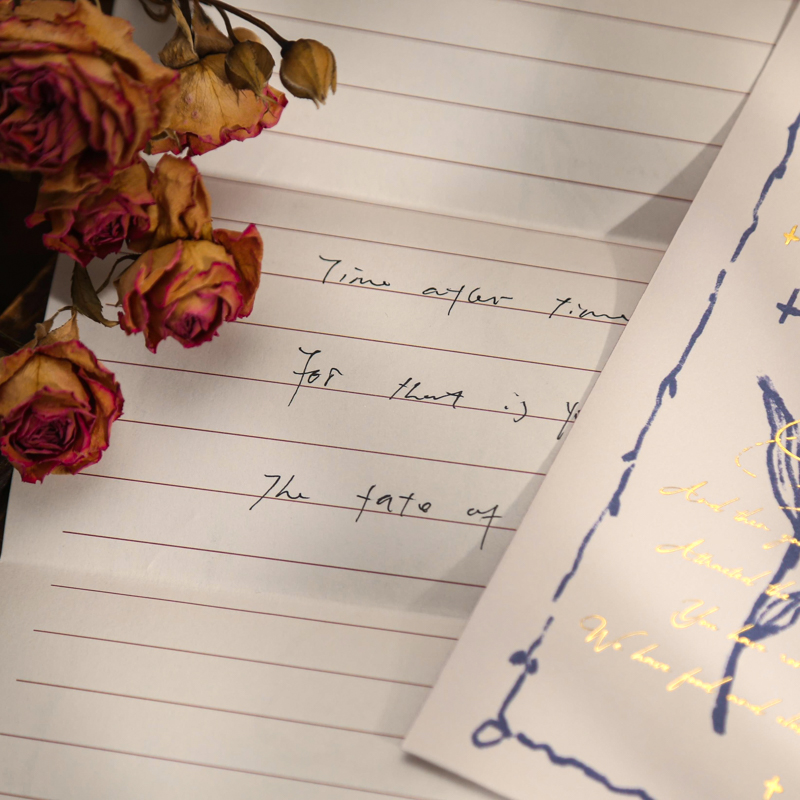 4 Designs 6 Pcs Letter Paper with Envelop Rose Gilding Material Card Scrapbook Card Bookmark for Kraft DIY Scrapbook 