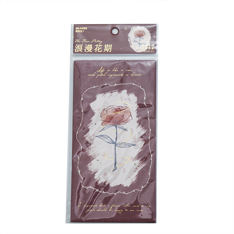 4 Designs 6 Pcs Letter Paper with Envelop Rose Gilding Material Card Scrapbook Card Bookmark for Kraft DIY Scrapbook 