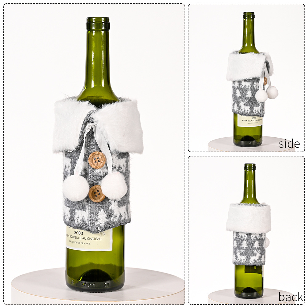 Christmas Wine Bottle Cover Decoration Cartoon Santa Snowman Accessories Ornaments