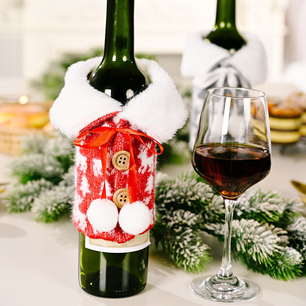 Christmas Wine Bottle Cover Decoration Cartoon Santa Snowman Accessories Ornaments