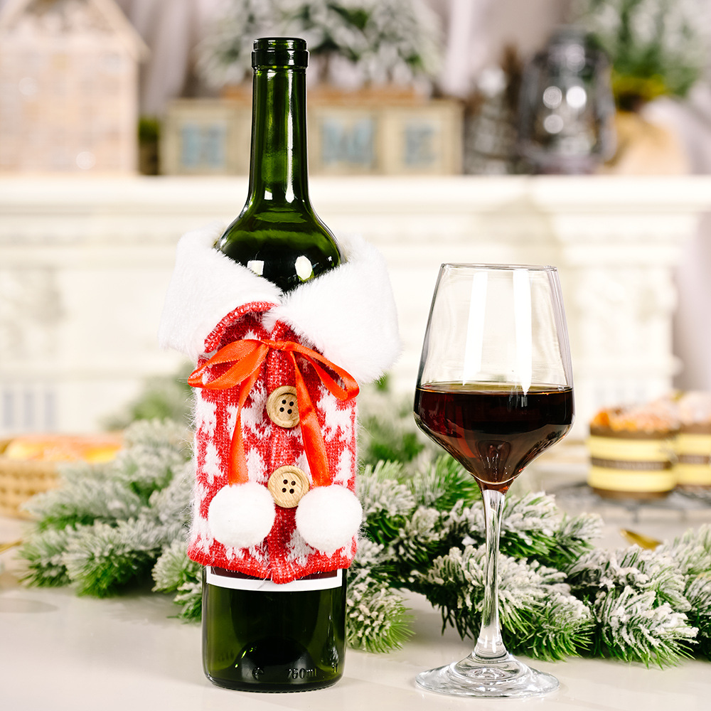 Christmas Wine Bottle Cover Decoration Cartoon Santa Snowman Accessories Ornaments