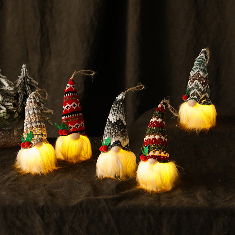 Faceless Santa Claus Doll Christmas Tree Pendants Christmas Knitted Pendants 