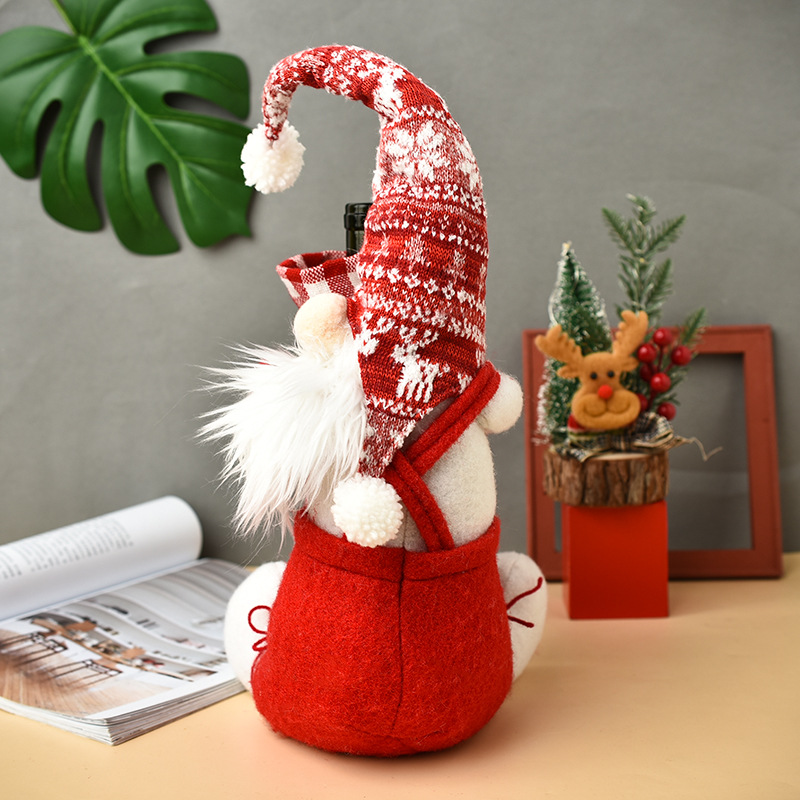 Christmas Faceless Doll Wine Bottle Cover Cute Dwarf Elf Wine Bottle Covers Christmas Ornaments
