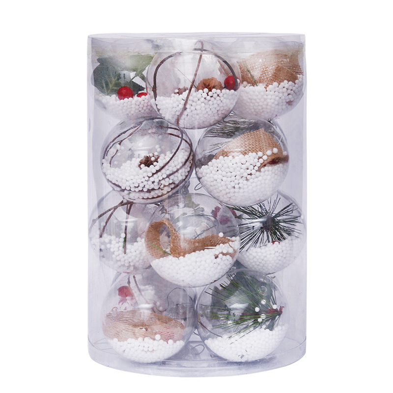 Plastic Christmas Bauble Set Transparent Snow Christmas Ball for Holiday Decoration