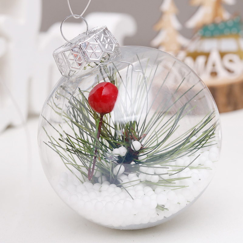 Plastic Christmas Bauble Set Transparent Snow Christmas Ball for Holiday Decoration