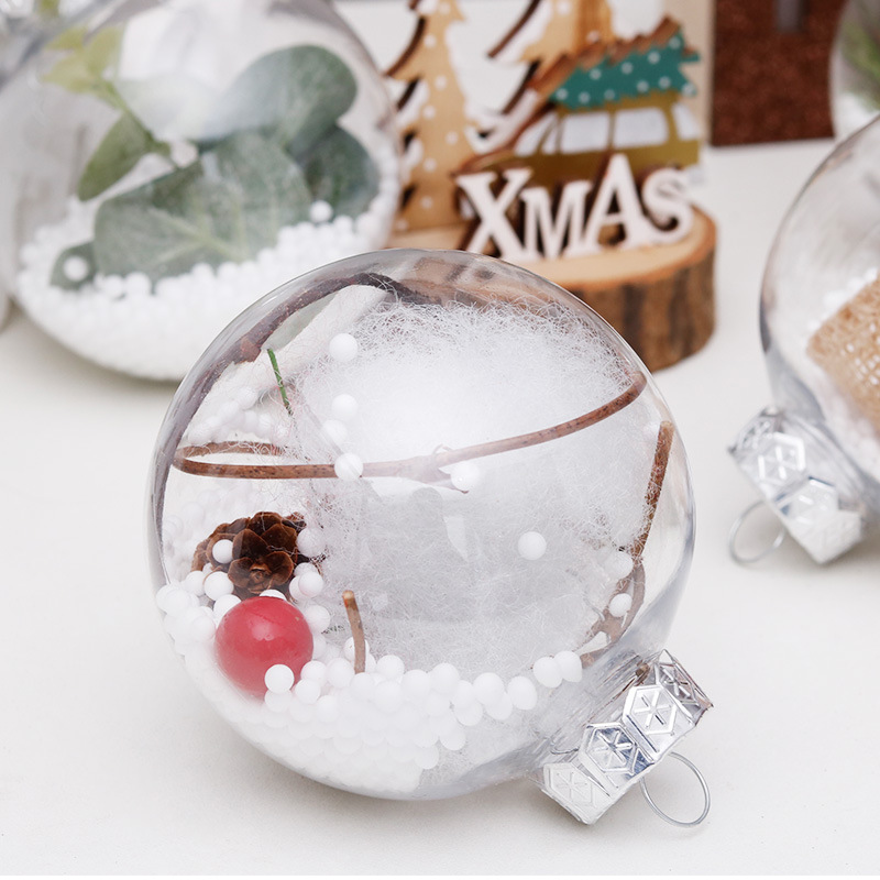 Plastic Christmas Bauble Set Transparent Snow Christmas Ball for Holiday Decoration