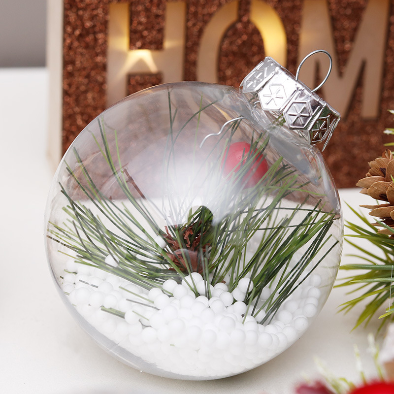 Plastic Christmas Bauble Set Transparent Snow Christmas Ball for Holiday Decoration