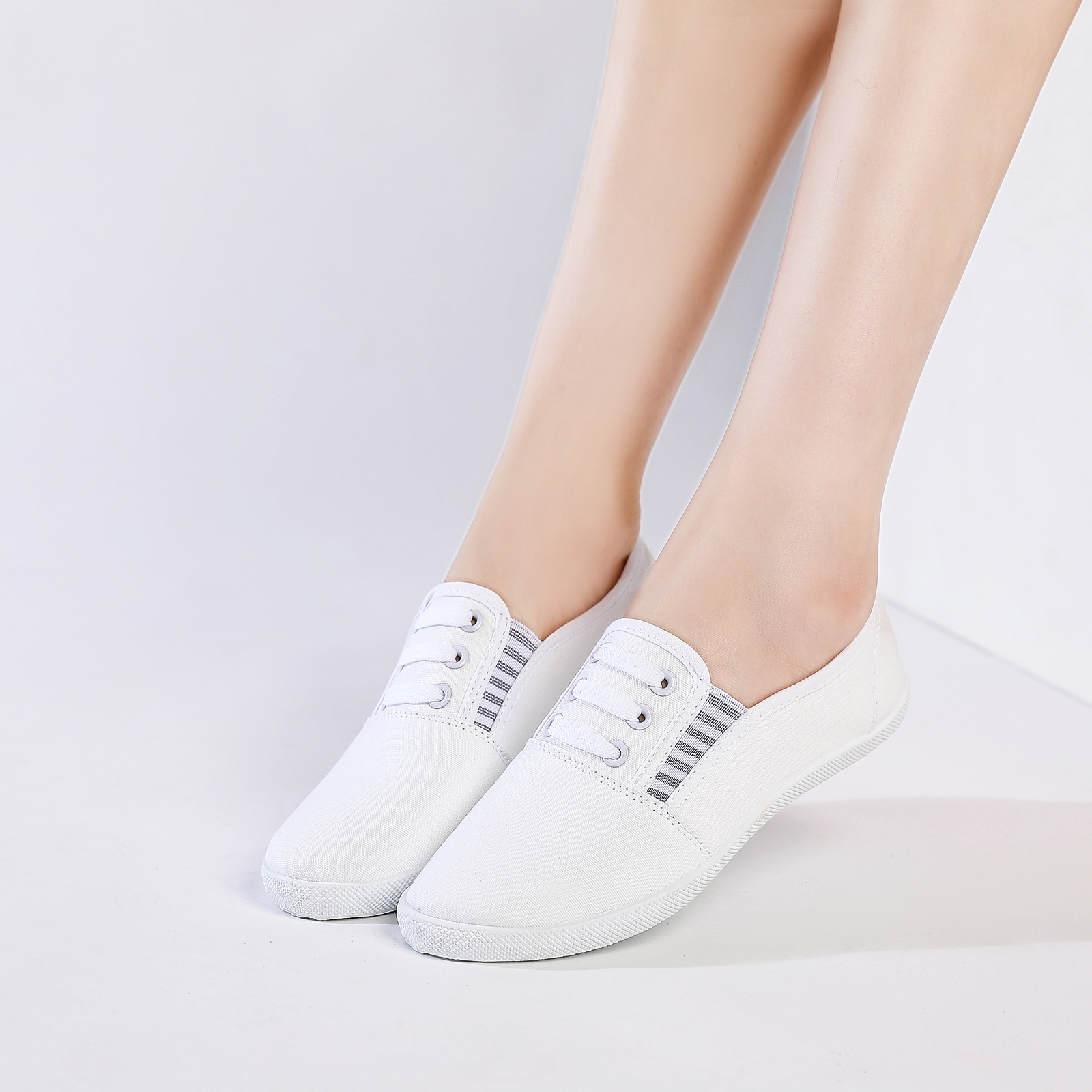 Ladies Classic Slip-On Canvas Flats Casual Low Top Women's Shoes