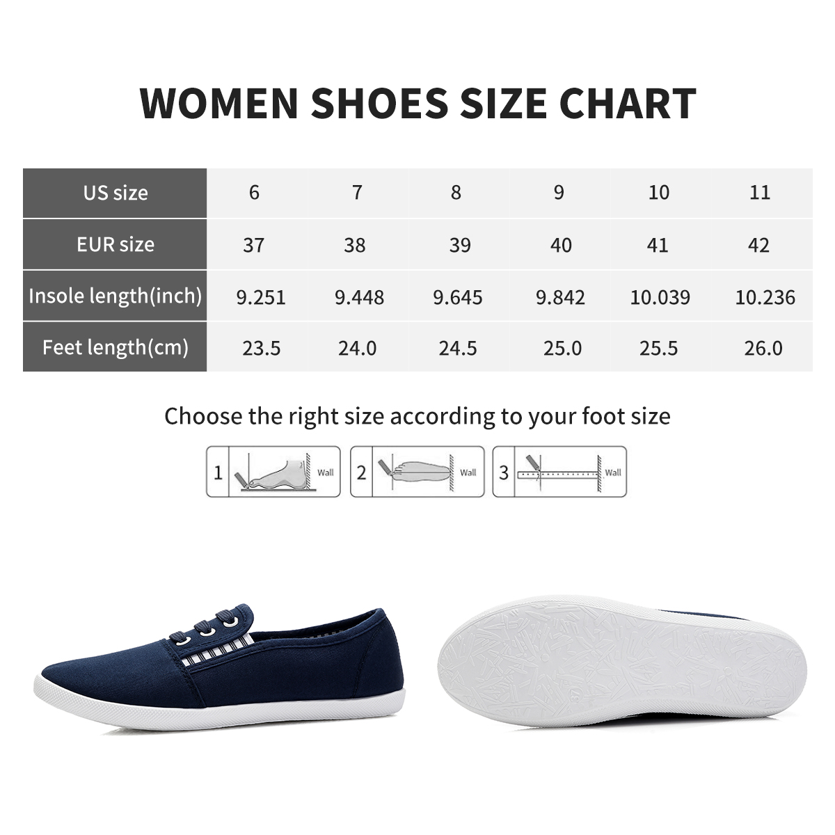 Ladies Classic Slip-On Canvas Flats Casual Low Top Women's Shoes