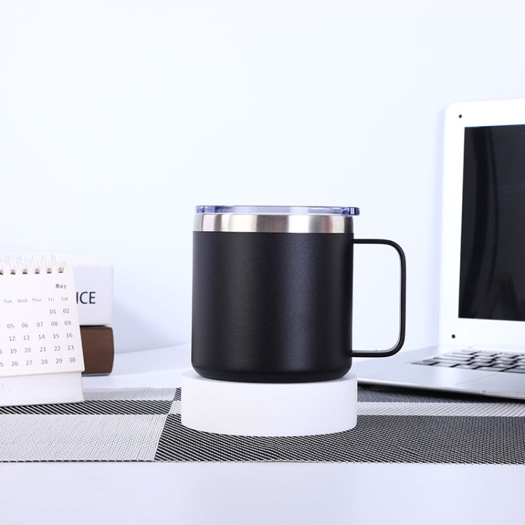 12oz 14oz 16oz  Double Wall Coffee Mug Black With Handle And Lid Stainless Steel Travel Vacuum Insulated Travel Tumbler 