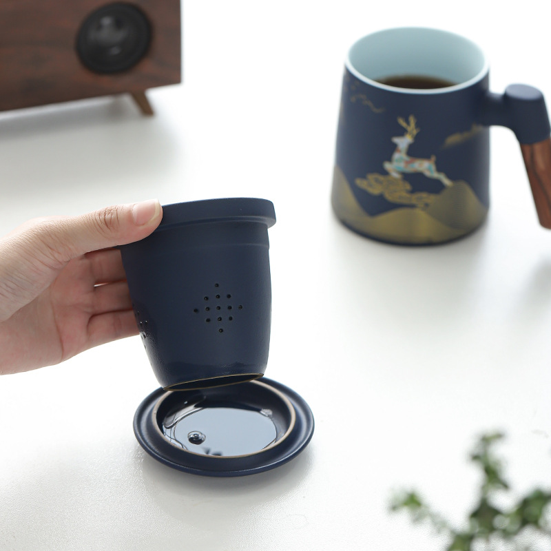 Tea Water Separation Tea Mug With Cover Strain Water Cup Office Personal Japanese Tea Ceremony Mug