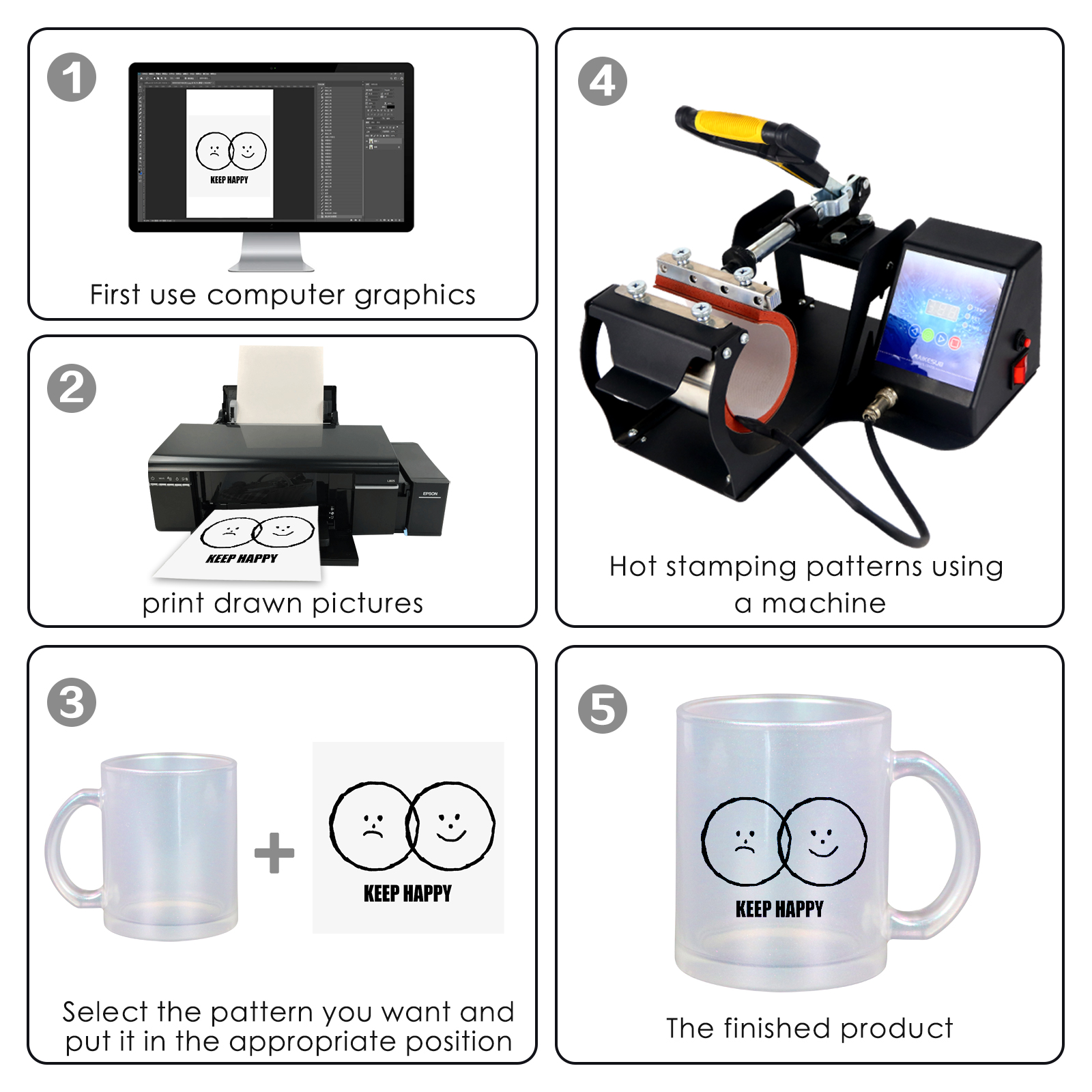 New arrive Hot sell Sublimation   Printed Blanks Sublimation blank glass mug  glass coffee mug glass travel mu