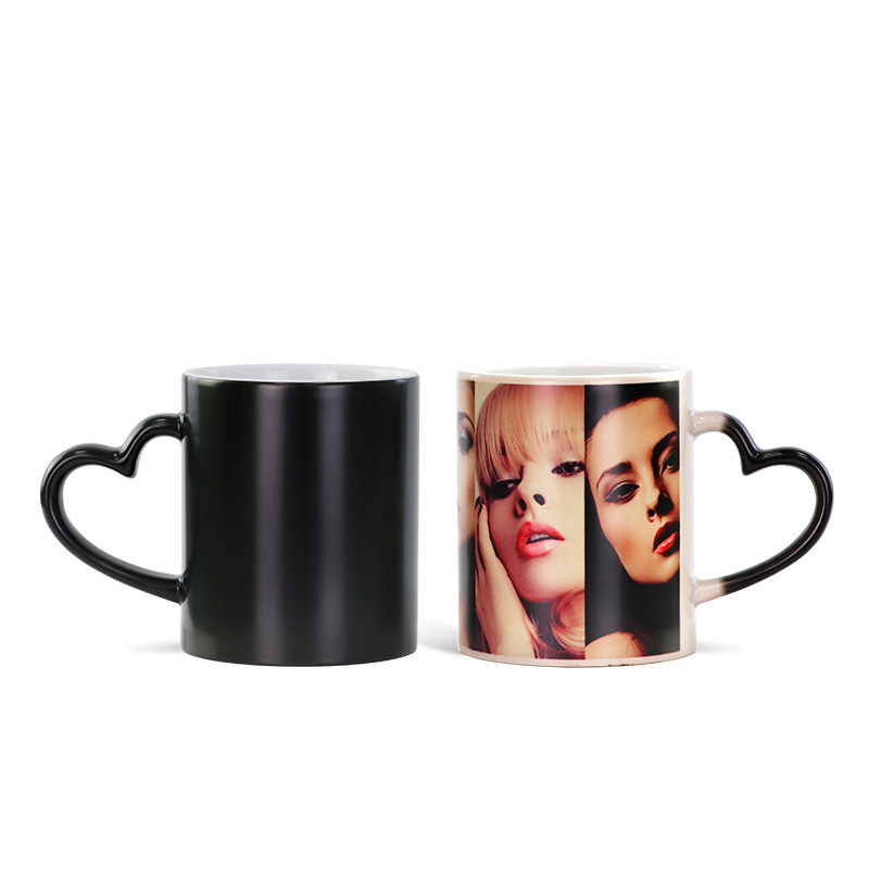 2022 Cheap Porcelain Coffee Tea Cups Heat Photo Sublimation Self-made Color Changing Mug