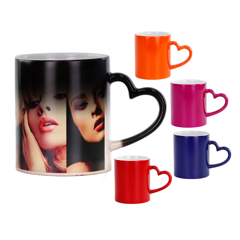 2022 Cheap Porcelain Coffee Tea Cups Heat Photo Sublimation Self-made Color Changing Mug