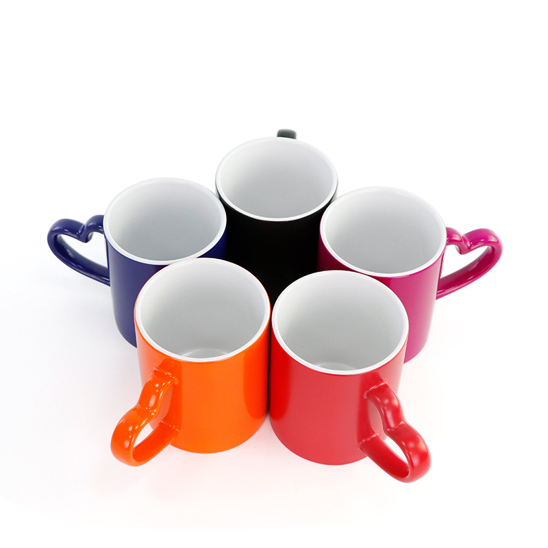 2022 Cheap Porcelain Coffee Tea Cups Heat Photo Sublimation Self-made Color Changing Mug