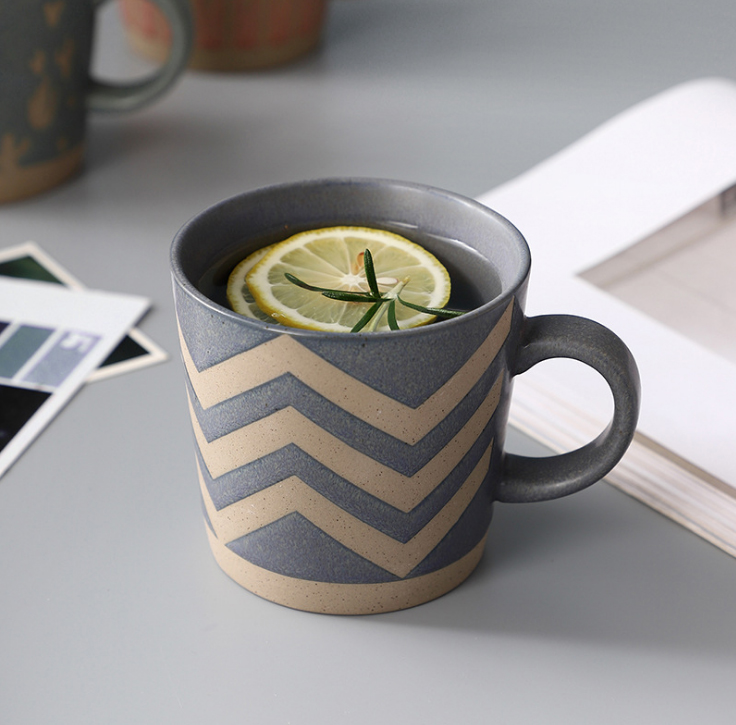 Hand Painted Stoneware Espresso Cappuccino Mug Glazed Ceramic Coffee Cup