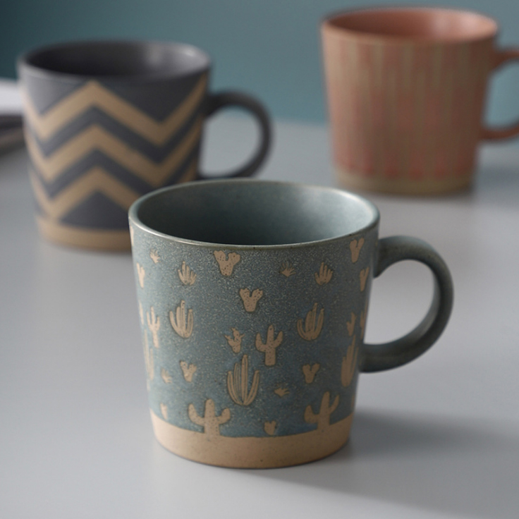 Hand Painted Stoneware Espresso Cappuccino Mug Glazed Ceramic Coffee Cup