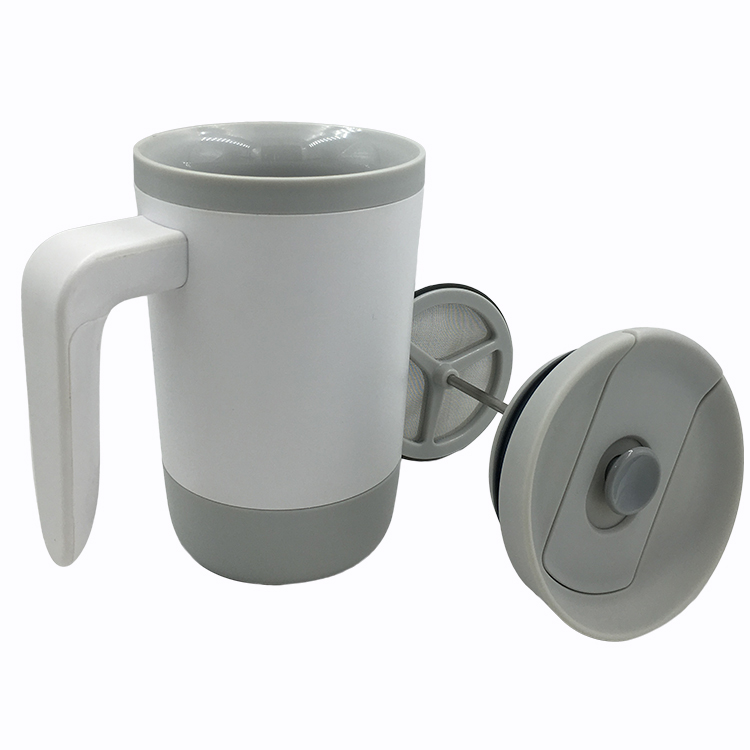 Anti-slip cup rubber  mugs with tea grounds filter