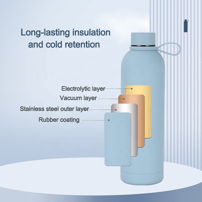 Eco Friendly 500ml Stainless Steel Vacuum Flask Recycled Water Bottle with Rubber Paint ﻿