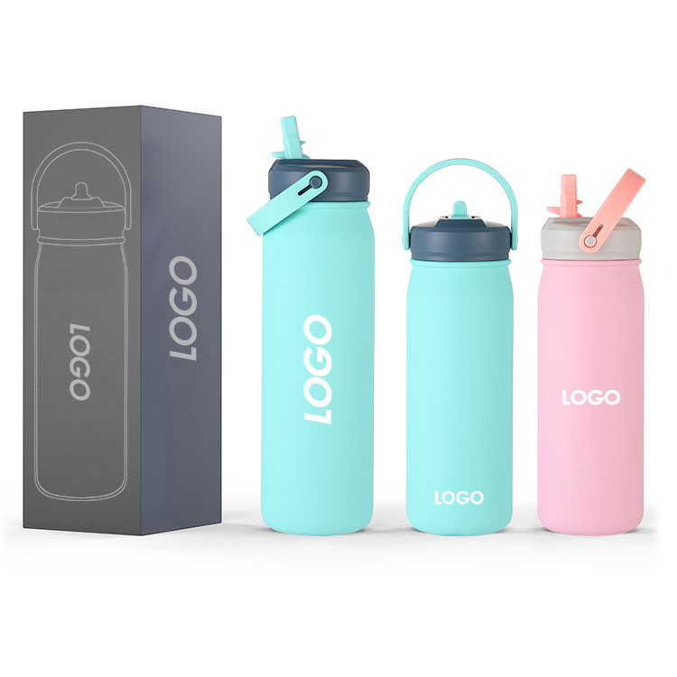 Stainless Steel Vacuum Insulated Water Bottle with Straw Lid Reusable, Leakproof, BPA Free Metal Flask