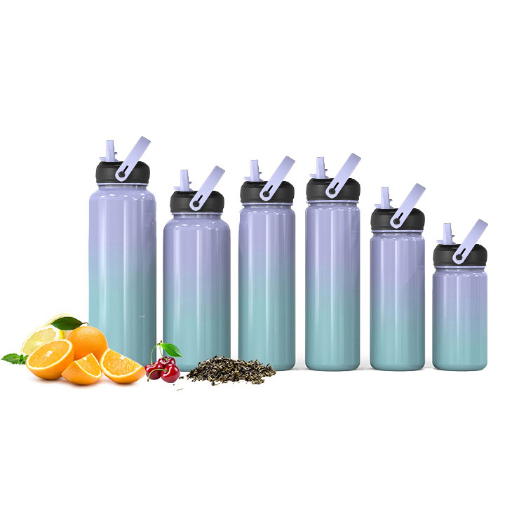 Stainless Steel Vacuum Insulated Water Bottle with Straw Lid Reusable, Leakproof, BPA Free Metal Flask