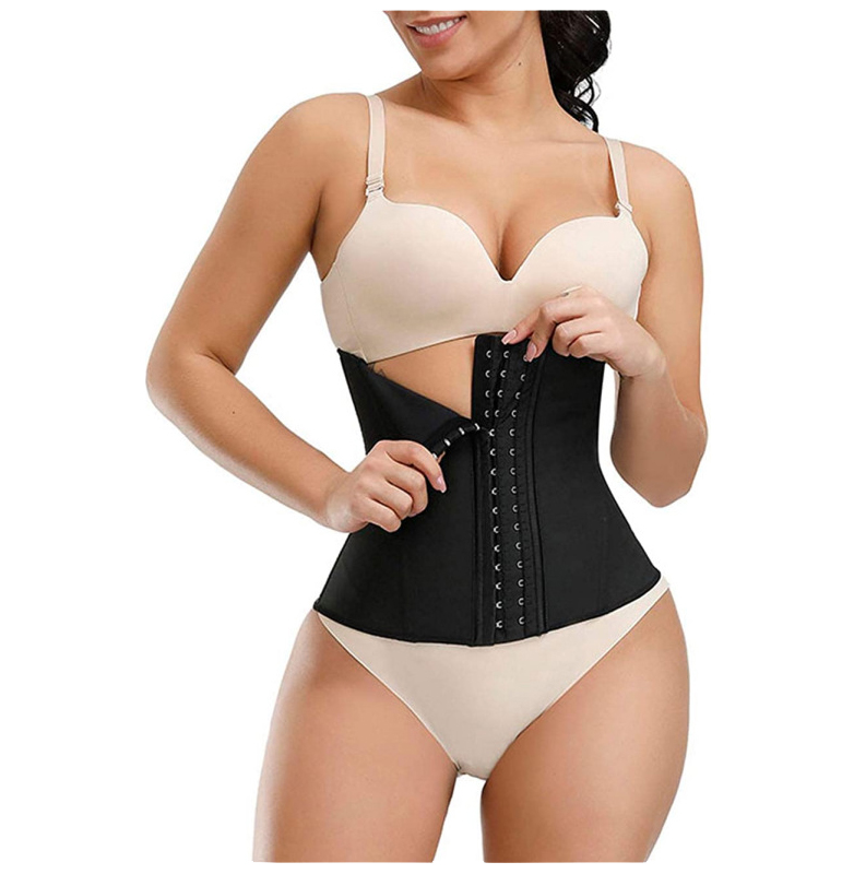Seamless Black 3 Hook Latex Waist Cincher with Private Label High Quality Hourglass Corset Belt