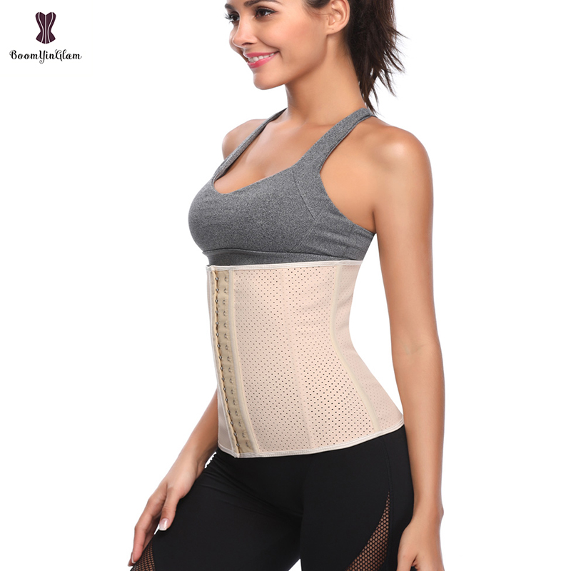 Women's 9 Steel Boned Underbust Corset Waist Trainer Breathable Latex Cincher for Short Torso